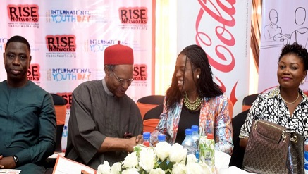 (L-r): Kunle Soriyan, Emeka Anyaoku, Ms. Shade Morgan and Ms. Joy Isi Bewaji at the #IYD2016 event held in Lagos recently.